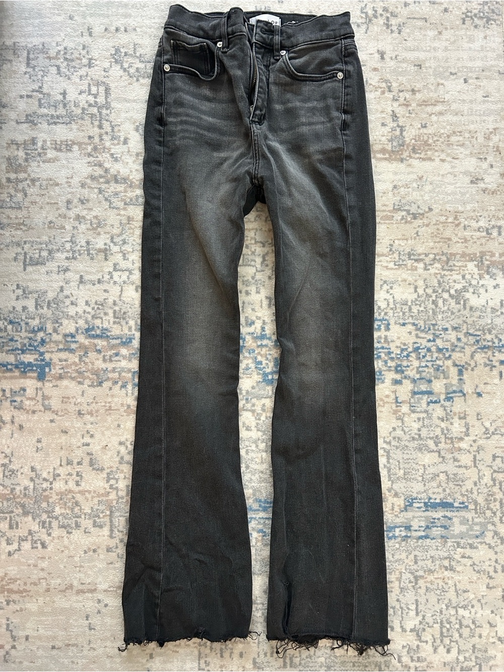 LOFT Black Flared Wide-Leg Jeans with Raw Hem